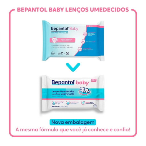 Lenço Umedecido Bepantol Baby Hipoalergênico com Pró Vitamina B5 Sem Fragrância 48 unidades