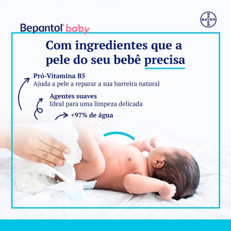Lenço Umedecido Bepantol Baby Hipoalergênico com Pró Vitamina B5 Sem Fragrância 48 unidades