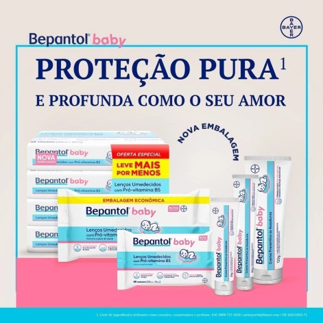 Lenço Umedecido Bepantol Baby Hipoalergênico com Pró Vitamina B5 Sem Fragrância 48 unidades