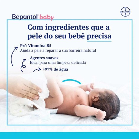 Lenço Umedecido Bepantol Baby Hipoalergênico com Pró Vitamina B5 Sem Fragrância 96 unidades