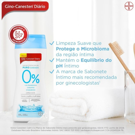 Sabonete Íntimo em Gel Bayer Gino-Canesten Diário Puro Cuidado 200ml