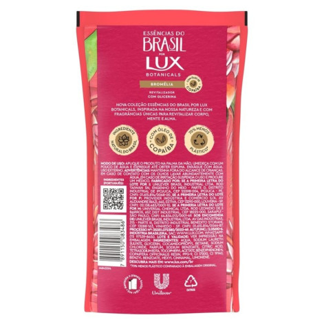 Refil Sabonete Líquido para as Mãos Lux Botanicals Essências do Brasil Bromélia 240ml