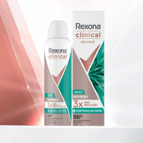 Desodorante Antitranspirante Aerosol Rexona Clinical Refresh Feminino 96h 150ml
