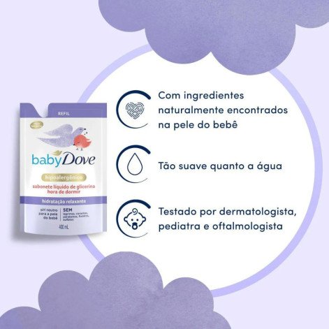Refil Sabonete Líquido de Glicerina Dove Baby Hidratação Relaxante Hora de Dormir 400ml