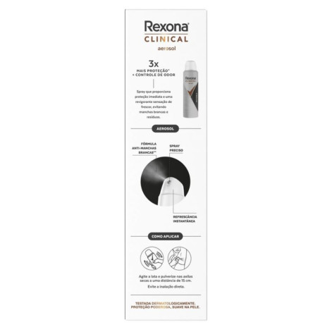 Desodorante Antitranspirante Aerosol Rexona Clinical Invisible 96h 150ml