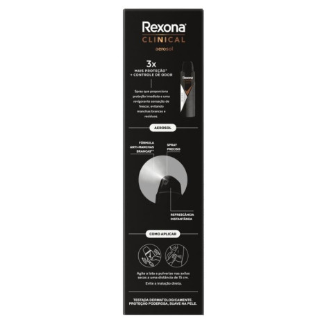 Desodorante Antitranspirante Aerosol Rexona Clinical Invisible 96h 150ml