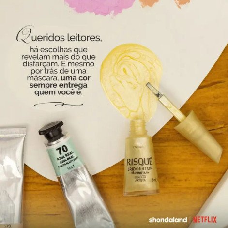 Esmalte Amarelo Risqué Bridgerton Bendito Artista Cintilante 8ml