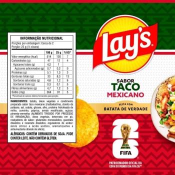 Batata Frita Lisa Lays Taco Mexicano 62g