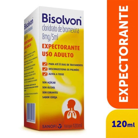 Bisolvon Cloridrato de Bromexina 8mg/5ml Xarope Expectorante Adulto Sabor Cereja 120ml