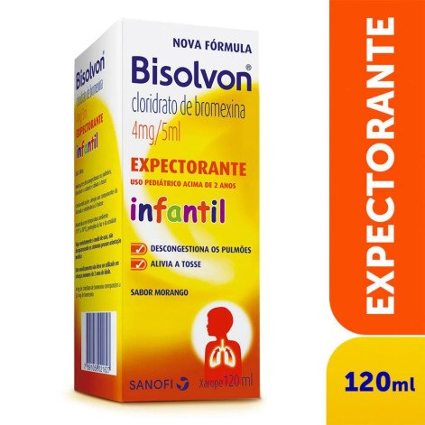 Bisolvon Cloridrato de Bromexina 4mg/5ml Xarope Expectorante Pediátrico Sabor Morango 120ml