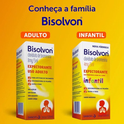Bisolvon Cloridrato de Bromexina 4mg/5ml Xarope Expectorante Pediátrico Sabor Morango 120ml