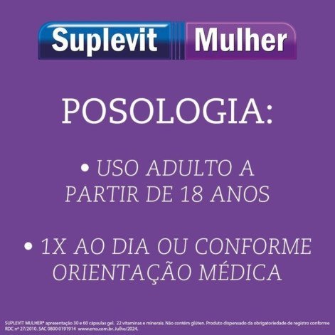 Suplevit Mulher Cabelo Pele e Unhas 30 cápsulas Ems