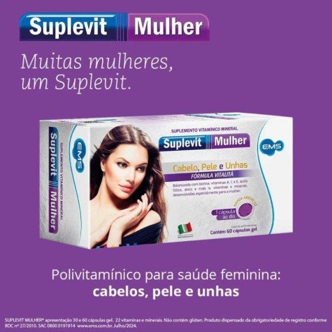 Polivitamínico Suplevit Mulher 60 cápsulas Ems