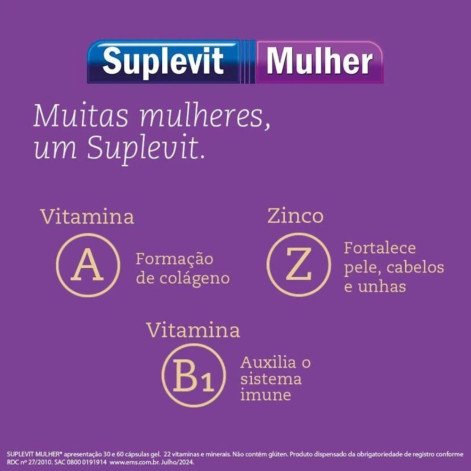 Polivitamínico Suplevit Mulher 60 cápsulas Ems