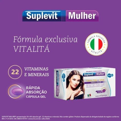 Polivitamínico Suplevit Mulher 60 cápsulas Ems