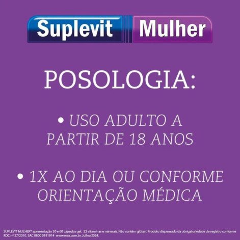 Polivitamínico Suplevit Mulher 60 cápsulas Ems