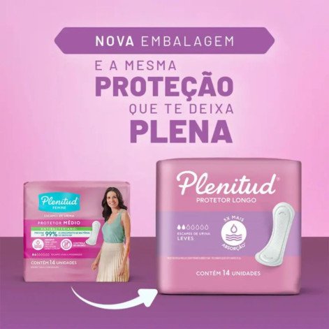 Protetor Diário Plenitud Femme Médio Escapes Leves a Moderado Feminino 14 unidades