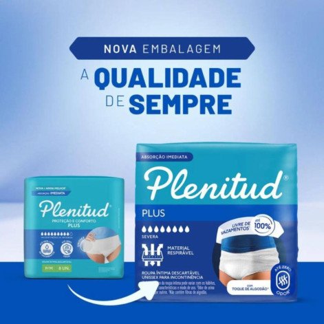 Roupa Íntima Descartável Unissex Plenitud Plus G/XG Absorção Intensa 24 unidades