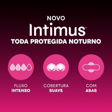 Absorvente Intimus Noturno Toda Protegida Cobertura Suave Com Abas 30 unidades