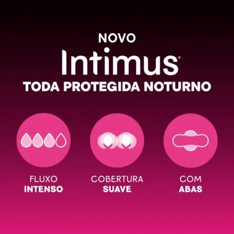 Absorvente Intimus Noturno Toda Protegida Cobertura Suave Com Abas 45 unidades