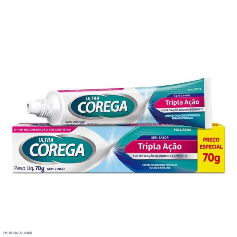 Creme Fixador de Dentadura Ultra Corega Tripla Ação Sem Sabor 70g