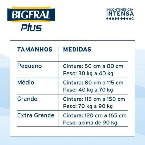Fralda Geriátrica Bigfral Plus Adulto Tamanho G Com 7 unidades