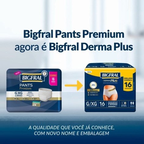 Roupa Íntima Bigfral Derma Plus G/XG Unissex 16 Unidades