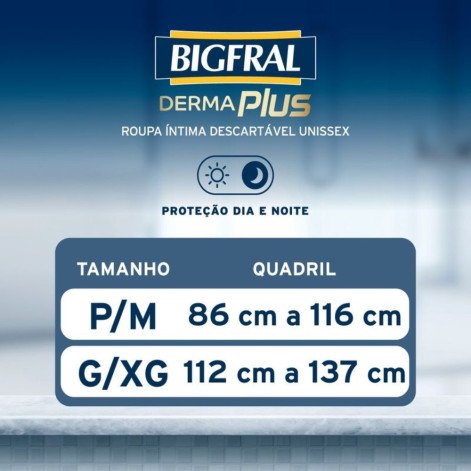 Roupa Íntima Bigfral Derma Plus G/XG Unissex 16 Unidades