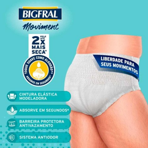 Roupa Íntima Descartável Unissex Bigfral Moviment G/XG Absorção Moderada a Intensa 7 unidades