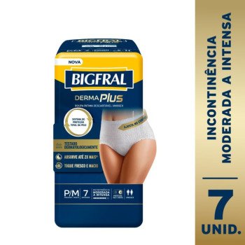 Roupa Íntima Descartável Unissex Bigfral Derma Plus P/M Absorção Moderada a Intensa 7 unidades