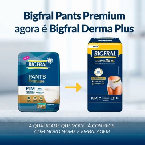 Roupa Íntima Descartável Unissex Bigfral Derma Plus P/M Absorção Moderada a Intensa 7 unidades