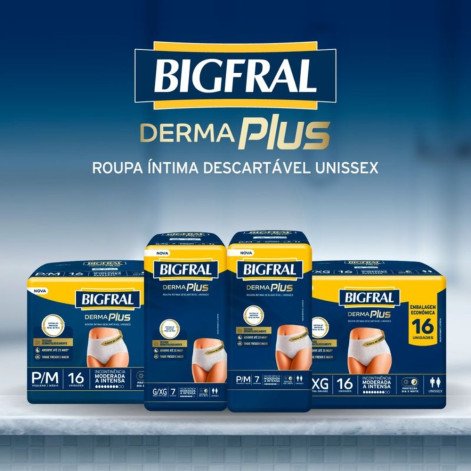 Roupa Íntima Descartável Bigfral Derma Plus Unissex G/XG Absorção Moderada a Intensa 7 unidades