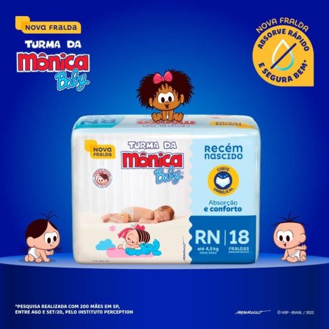 Turma da Mônica Baby Fralda Jumbinho Rn 18 Unidades
