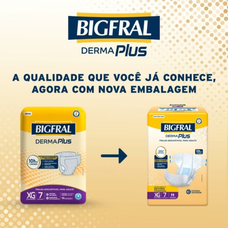 Fralda Geriátrica Descartável Bigfral Derma Plus Incontinência Urinária Severa XG 7 Unidades