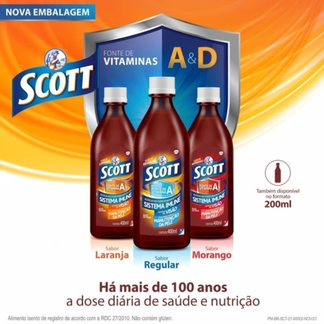 Emulsão Scott Morango 400ml Glaxosmithkline Ot1 Frasco