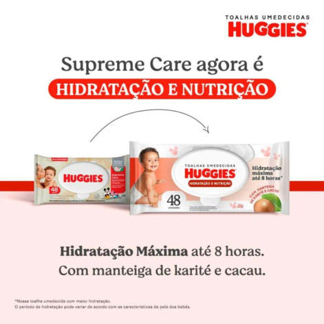 Kit Lenço Umedecido Huggies Disney Baby Hidratação e Nutrição Hipoalergênico Sem Álcool 48 unidades 4 pacotes