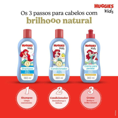 Creme Para Pentear Infantil Huggies Kids Brilho Mágico Com 360ml
