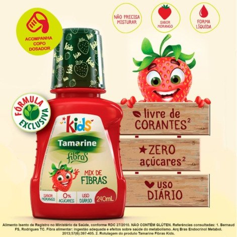 Tamarine Fibras Kids Sabor Morango Zero Açúcar Solução Oral 240ml