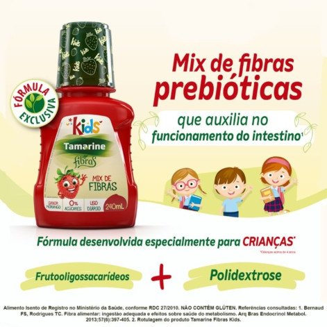Tamarine Fibras Kids Sabor Morango Zero Açúcar Solução Oral 240ml