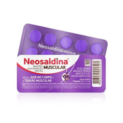 Neosaldina Muscular Dipirona 300mg + Cafeína 50mg + Citrato de Orfenadrina 35mg Com 10 Comprimidos