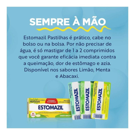Estomazil Sabor Abacaxi Com 20 Pastilhas Mastigáveis
