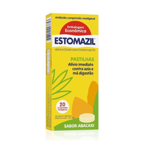 Estomazil Sabor Abacaxi Com 20 Pastilhas Mastigáveis