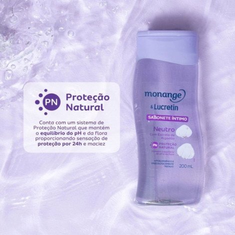 Sabonete Líquido Íntimo Monange e Lucretin Neutro 200ml