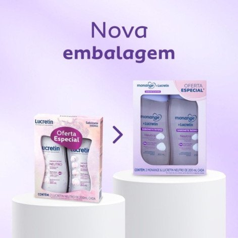 Kit Sabonete Líquido Íntimo Monange e Lucretin Neutro 2 Unidades de 200ml cada