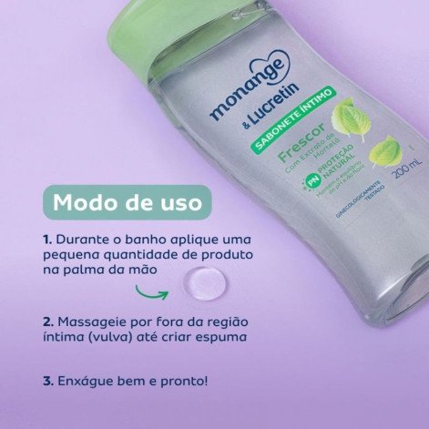 Kit Sabonete Líquido Íntimo Monange e Lucretin Frescor 2 Unidades de 200ml cada