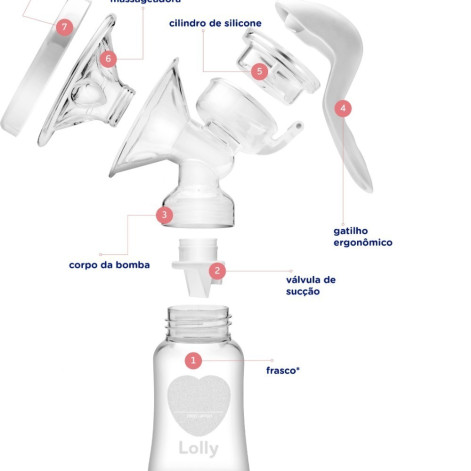 Kit Extrator Manual Leite Materno 150ml Lolly