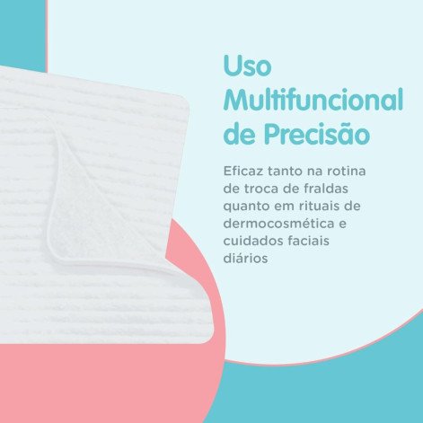 Algodão Quadrado QuadryBaby Maciez e Conforto para Higienização do Bebê - Ideal para Skincare - Caixa com 50 Unidades