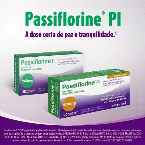  Passiflorine PI 500mg com 20 Comprimidos
