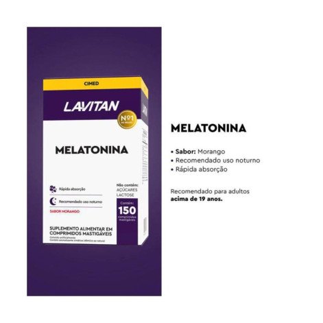 Melatonina Lavitan Morango 150 Comprimidos