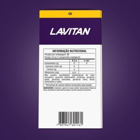 Suplemento Alimentar Lavitan Melatonina Sabor Maracujá 90 Comprimidos Mastigáveis